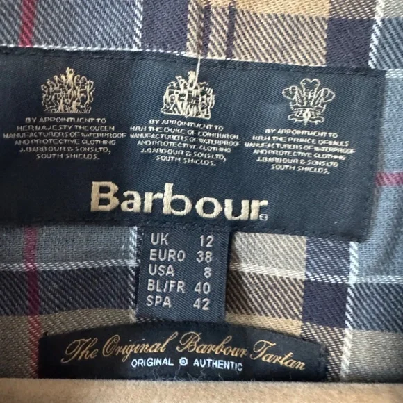 Barbour Womens Black Wax Cotton Double Breasted Plaid Jacket 8
